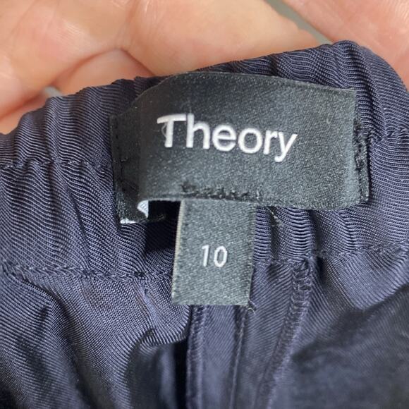 NWT Theory Wide Crop Pant in Washed Twill in Dark Navy - Picture 4 of 9